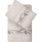 Pupilla Collection Rönesans Bambu 2'li Banyo Havlu Seti (50*90+70*140) - Bej - 50 x 90 cm