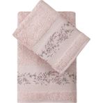 Pupilla Collection Rönesans Bambu 2'li Banyo Havlu Seti (50*90+70*140) - Pudra - 50 x 90 cm