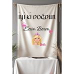 Puppetzzz Barbie Temalı Doğum Günü İsme Özel Flama Afiş Duvar Halısı Büyük Boy