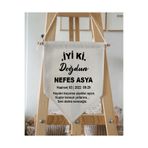 Puppetzzz Çocuk Odası İyi ki Doğdun Baskılı Canvas Kişiye Özel Duvar Süsü Aksesuar Banner Flama