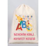 Puppetzzz Okul Desenli Kişiselleştirilebilir Organik Ham Bez Pamuklu Kirli Kıyafet Kesesi