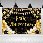 Pure 4Home Feliç Aniversari Català Afiş + Doğum Günü için 20 Balon | 110 x 180 cm, Köşelerde Delikler ve 6 m Halat | Happy Birthday Dekorasyonu | Felic Aniversari Poster