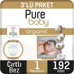 Pure Baby Organic No:1 Yenidoğan 192 Adet Bebek Bezi