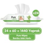 Pure Baby Organik 24x60 1.440 Yaprak Bambu Özlü Islak Havlu