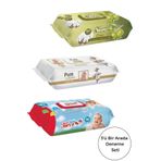Pure Bebek Islak Mendili, En Çok Sevilen 3'lü, (90'lı x 3 Pkt ) Sleepy, Baby Turco, Pure Baby Wet Wipes