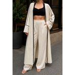 Pure Class Kadın Ekru Keten Kimono Pantolon Yazlık Takım (36-46)