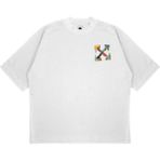 Pure Effect Unisex Oversize Off-Whıte Yağlı Boya Baskılı Boxy Fit Kalın Kumaşlı (240GSM) T-Shirt - Beyaz