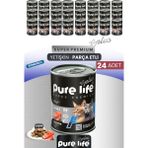Pure Life Plus 24'lü Somonlu Yetişkin Konserve Chunk Parça Etli Yaş Mama 400 gr - 20000