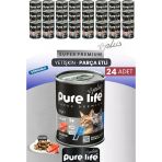 Pure Life Plus 24'Lü Somonlu Yetişkin Konserve Chunk Parça Etli Yaş Mama 400 Gr
