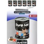 Pure Life Plus 6'Lı Somonlu Yetişkin Konserve Chunk Parça Etli Yaş Mama 400 Gr