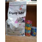 Pure Life Plus Hypoallergenıc Kısırlaştırılmış Kedi Mama Somon Balıklı 1.5Kg+5 Adet Karışık Aroma Püre Kedi Konserve 85 Gram+1 Adet Balıklı Kedi Çorbası 135 Ml