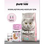 Pure Life Plus Kısırlaştırılmış Kediler İçin Set 12 Kg Mama 10Lt Kum + Ödül Macun Hediyeli