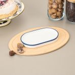 Pure Porselen Sunum Tabağı - Beyaz / Mavi - 20 cm - Çok Renkli - TEK EBAT