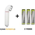 Pure Swan Duş Başlığı Beyaz Renkli 3 Yedek Filtre ile Mikro Paslanmaz Çelik ve Aktif Karbon Özellikli