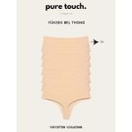 Pure Touch Lingerie Kadın Yüksek Bel Tanga Külot 7'li Paket / Ten - XL