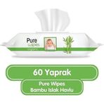 Pure Wipes 60x24 Adet 1440 Yaprak Organik Bambu Islak Havlu