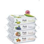Pure Wipes Islak Mendil 50 Yaprak 36'lı (Hindistan Cevizi 9'lu + Badem 9'lu + Zeytin Yağı 9'lu+ Üzüm 9'lu)