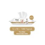 Pure Wipes Organik Pamuklu 12x90 cm 1080 Yaprak Islak Havlu