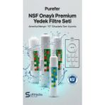 Purefer Nsf Onaylı 10" 4'lü Su Arıtma Filtre Seti - Pp Sediment + Gac Granular Karbon + Cto Blok Karbon + Tatlandırıcı Post Filter - Softhydra - Beyaz - Renk