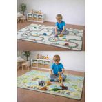 Pureza Çift Taraflı Rulo Oyun Matı 200CMX140CMX1CM Kaymaz, Darbe Emici, Su Geçirmez, Yeşil Parkur/Araba Yarışı | (Yerli Üretim)