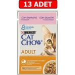 Purina 13x85 gr Catchow Adult Somon ve Yeşil Fasulyeli Kedi Islak Maması