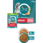 Purına One Somonlu Kısır Kedi Maması 1.5kg + Purına One Sterilcat Hindi Yaş Kısır Kedi Maması 85G
