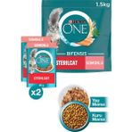 Purına One Somonlu Kısır Kedi Maması 1.5kg + Purına One Sterilcat Somon Yaş Kısır Kedi Maması 2X85G