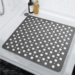 Purish | Kaymaz Banyo Paspası | Antrasit Gri | 54x54cm – Dikdörtgen Duş Matı, Küvet Paspası | Güçlü Vantuzlu, Su Tahliyeli, Yumuşak | Makinede Yıkanabilir | Kaydırmaz Zemin Matı