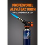 Pürmüz Mutfak Alev Tabancası – 1300°C Ayarlanabilir Alevli Gaz Torch, Otomatik Ateşleme, Karamelize Etme, Flambe, Bbq, Kamp ve Mutfak Kullanımı Için Profesyonel Brülör | HS-509C