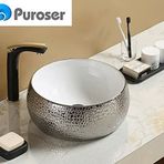Puroser Arova Gümüş Tezgah Üstü Çanak Lavabo