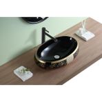 Puroser Flower Black Gold Tezgah Üstü Seramik Lavabo