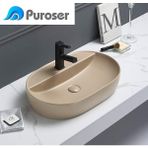 Puroser Letoon Bej Tezgah Üstü Çanak Lavabo - Parlak Beyaz - Yok