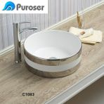 Puroser Line Gümüş Tezgah Üstü Çanak Lavabo - Parlak Beyaz - Yok