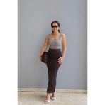 Purple By Banu Acı Kahverengi Yırtmaçlı Maxi Etek - S
