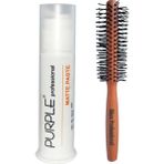 Purple Professional Rkoz Premium Series Fön Fırçası Ve Purple Mat Wax 100 Ml Doğal Şekillendirici
