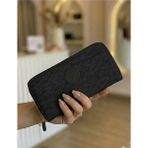 Purpleart Kadın Siyah Krinkıl Kumaş Büyük Boy Yatay Cüzdan 10X20CM - Standart