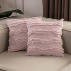 Püskül Detaylı Kırlent Kılıfı, İkili, Pembe