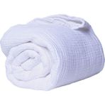 Püskül Lüks Müslin Yatak Örtüsü Çift Kişilik Ekstra Büyük - Yumuşak, Ince Pike, Yazlık Throw Battaniye - Beyaz - 240 x 260 cm