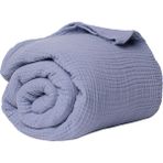 Püskül Lüks Müslin Yatak Örtüsü Çift Kişilik Ekstra Büyük - Yumuşak, Ince Pike, Yazlık Throw Battaniye - Gri - 240 x 260 cm