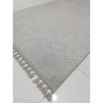 Püsküllü Kaymaz Taban Halı Koridor Mutfak Yolluk Makinede Yıkanabilir - Gri - 100 x 250 cm