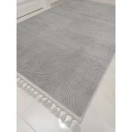 Püsküllü Lüx Kaymaz Taban Halı Koridor Mutfak Yolluk Makinede Yıkanabilir - Gri - 80 x 180 cm