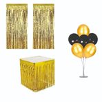 Püsküllü Metalize Gold Masa Eteği+duvar Kapı Perdesi+balon Standı