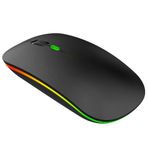 PUSOKEI Kablosuz fare, m 1200 DPI 2.4 G şarj edilebilir kablosuz USB oyun faresi, renkli LED ışıklı, 98/Me/2000/XP//Win 7/Win8/10/ OS vs. için (siyah)