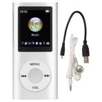 PUSOKEI MP3 çalar, şık, çok fonksiyonlu müzik çalar, kayıpsız ses ve kulaklık, ince 1,8 inç LCD ekran, taşınabilir MP3 müzik çalar, 64 G hafıza kartını destekler (gümüş)