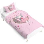 Pusula Home Ayda Oturan Kız Çift Tarafı Dijital Baskılı Tek Kişilik Nevresim Takımı | Çocuk Nevresim Takımı - Pembe - 160 x 220 cm