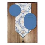 Pusula Home Mermer Zeminli Çini Desen 6'lı Supla ve Runner Set