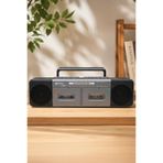 Puxing Px-888Bt Gri Nostaljik Çift Kaset Çalar Radyo - Bluetooth, Usb/Sd, Mp3 Çalar