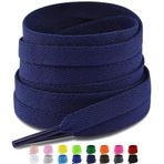 Puzeam 2 çift birinci sınıf ayakkabı bağcığı, düz, yırtılmaz, ayakkabı bağcığı, 8 mm genişliğinde, spor ayakkabı, spor ayakkabı için yedek bağcık, deniz mavisi 120