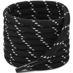 Puzeam 2 çift çizme ayakkabı bağcığı yuvarlak [4,5 mm], yırtılmaz ayakkabı bağcığı, yürüyüş ayakkabısı, yürüyüş ayakkabısı, kadın ve erkek için yedek ayakkabı bağcığı, Siyah / beyaz, 120