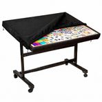 Puzzle Masa Tahtası Toz Kapağı Su Geçirmez Bulmaca Tahtası Koruyucu Kılıflar 1500/2000 Parça Çekmeceli Yapboz Masa Örtüleri (42x28x7.8 inç Siyah)